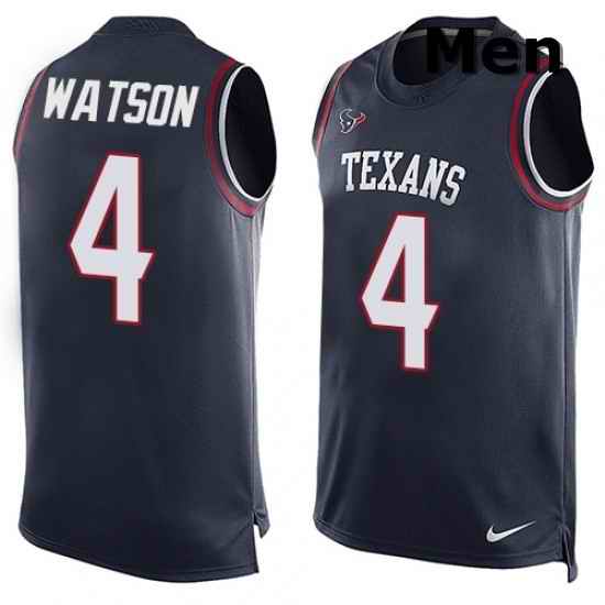Men Nike Houston Texans 4 Deshaun Watson Limited Navy Blue Player Name Number Tank Top NFL Jersey